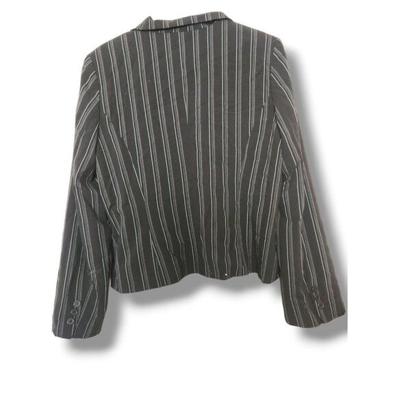Vintage 90's In Studio Womens Black Pinstriped Button‎ Front Blazer sz 16 Preppy - Picture 3 of 4